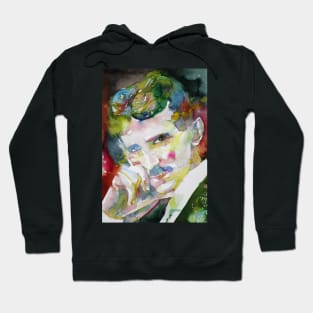 NIKOLA TESLA watercolor portrait .6 Hoodie